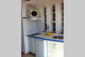 een keuken met een spoelbak en een aanrechtblad bij Studio Alba Beach in El Campello