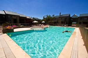 een persoon zwemt in een zwembad bij Devonvale Golf & Wine Estate in Stellenbosch