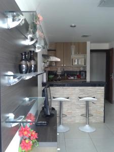 Dapur atau dapur kecil di Apartamento Atlantico Tambaú