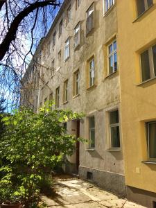 un edificio con un árbol delante de él en Premium Apartments Klimschgasse, en Viena
