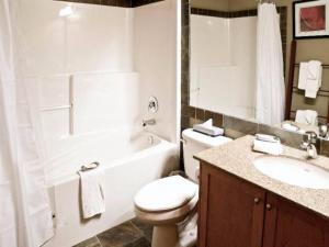 a bathroom with a toilet and a tub and a sink at Pinnacle Ridge Chalets by Fernie Lodging Co in Fernie