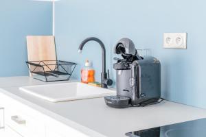 a kitchen counter with a mixer and a sink at Le République in Châlons-en-Champagne