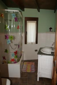 Espinareda de Vega的住宿－Casa Rural Magdalena，带淋浴和盥洗盆的浴室