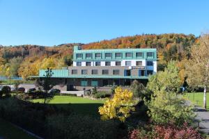 ein großes Gebäude inmitten eines Parks in der Unterkunft Hotel Bartoš in Frenštát pod Radhoštěm