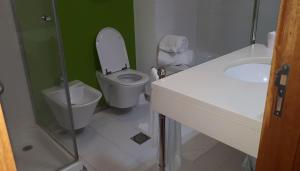 un baño con inodoro y lavabo en Colinas do Sol, en Funchal