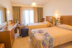 Un pat sau paturi într-o cameră la Ariadne Beach Hotel