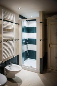 ヴェネツィアにあるカ ヴェーネレ アパートメンツ カンナレージョのシャワー、トイレ、洗面台を備えたバスルーム