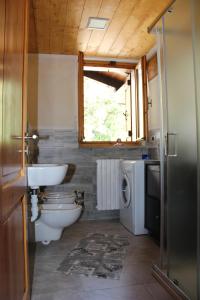 a bathroom with a toilet and a sink and a washing machine at Mon grenier in Aosta