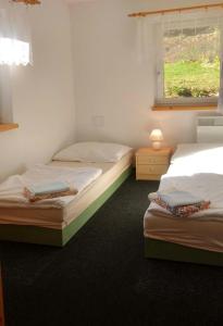 מיטה או מיטות בחדר ב-Apartmány Maruška