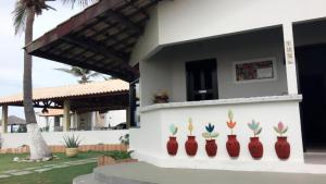 budynek z gromadą waz z roślinami w obiekcie Pousada Vila Mar w mieście Beberibe