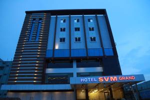 a hotel with a hotelswm grand on the facade at Hotel SVM Grand Medipally in Upal