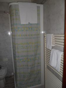 Savignano sul Panaroにあるホテル フォーマイカのバスルーム(シャワー、タオル付きトイレ付)