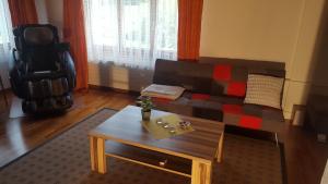 sala de estar con sofá y mesa de centro en Ferienwohnung Eisenring in idyllischer Umgebung en Gähwil