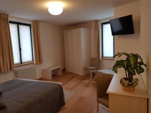 1 dormitorio con 1 cama y una maceta en I Personaggi en Udine