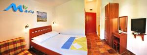a bedroom with a large bed and a tv at Apartments Maris in Petrovac na Moru