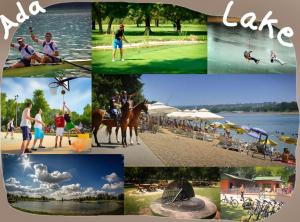 a collage of photos of people on a lake at Banshill Apartment in Belgrade