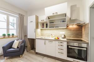 Kuchyň nebo kuchyňský kout v ubytování Downtown Royal Apartments
