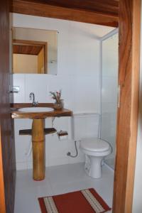 a bathroom with a sink and a toilet at Sitio Sao Francisco de Assis in Santo Antônio do Pinhal