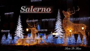 a christmas light display in front of a building at villa verde sul mare in Vietri sul Mare