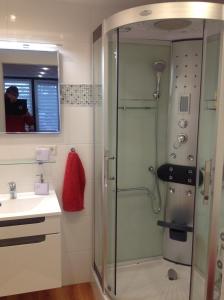 Vannituba majutusasutuses Ferienwohnung Sasbachwalden H15 Ap6 mit beheiztem Innenpool und Sauna