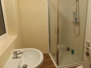 een badkamer met een wastafel en een douche bij Cotesheath house in Etruria