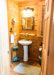 a bathroom with a sink and a mirror at Heaven's View #20 in Sevierville