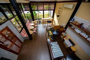 an overhead view of a kitchen and a living room at Fruit Tree Lodge in Ko Lanta