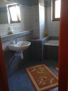 a bathroom with a sink and a bath tub at Homestay Adele in Nová Lesná