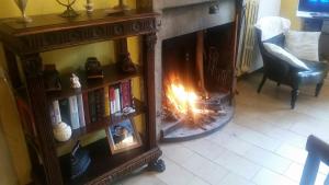 a living room with a fire in a fireplace at Casa San Francesco in Agnone