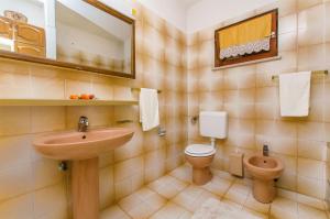 a bathroom with a sink and a toilet and a mirror at Apartment Jordan in Duće