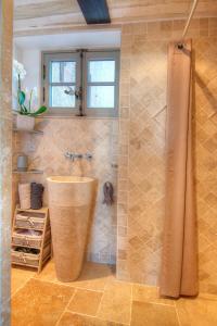 a bathroom with a shower and a sink at La Pourtoune in Saint Paul de Vence