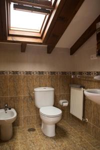 ラス・アレーナス・デ・カブラレスにあるApartamentos la Regoriaのバスルーム(トイレ、洗面台付)、窓が備わります。