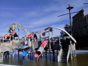a water park with a water slide and a roller coaster at Sanny view South- Студия Мир авангарда in Sunny Beach +9 photos