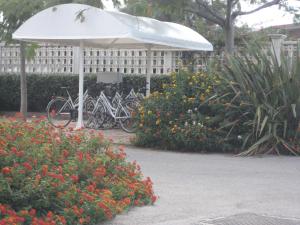 a group of bikes parked under a white umbrella at Residence Club Barbara in Ostuni