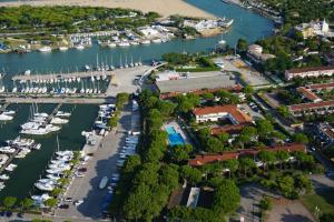 an aerial view of a marina with boats at Immobiliare Al Ponte in Cavallino-Treporti