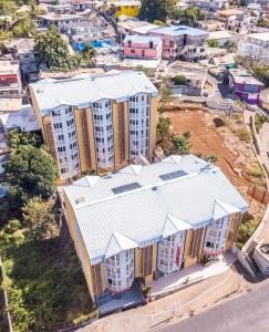 an overhead view of a building in a city at Hotel Maharajah in Mamoudzou