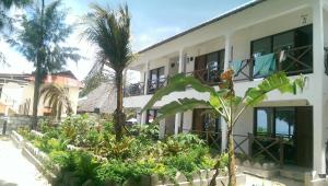 a building with a bunch of plants in front of it at Union Beach Bungalow in Nungwi