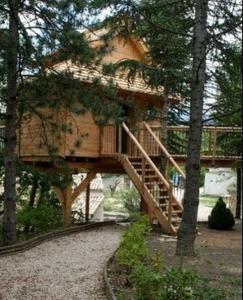 a tree house in the middle of a forest at Les Cabanes en Provence in Entrechaux