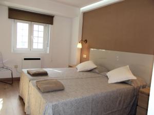 a bedroom with a large bed with two pillows on it at Exclusivo a 100 metros de la Catedral in Santiago de Compostela