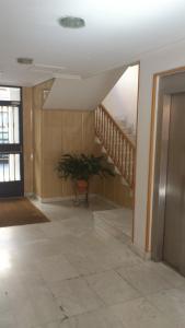 a hallway with a plant in a room with a staircase at Hostal Juanito in Móstoles +24 photos