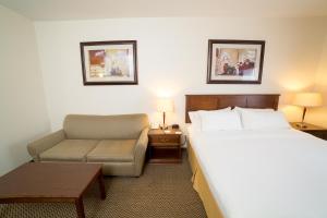 a hotel room with a bed and a couch at Holiday Inn Express & Suites Drayton Valley, an IHG Hotel in Drayton Valley