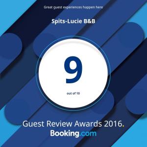 Sijil, anugerah, tanda atau dokumen lain yang dipamerkan di Spits-Lucie B&B