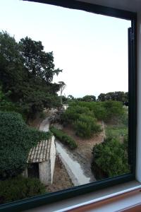 a window with a view of a dirt road at Villa Violić in Zaton