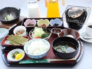 
a tray of food on a table at Hotel Wellness Notoji in Hakui
