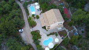 an overhead view of a house with a pool at Galazio Sunset Villas in Gaios