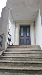 ダブリンにあるGarville Ave Self Cateringの階段のある家の青い扉