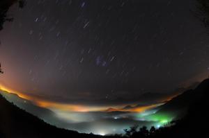 a starry night with the milky way at Sun Moon Lake Jinlongshan BnB in Yuchi