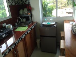 Una pequeña cocina con fregadero y estufa. en Apartamento Tolu, en Tolú 17 fotos más