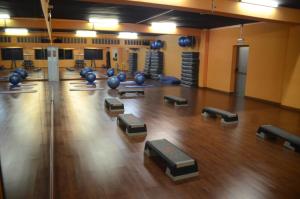 an overhead view of a gym with pilates equipment at Hotel San Millán in Santander