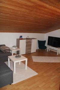 a living room with a couch and a tv at Apartment Sagtaler Spitze in Alpbach